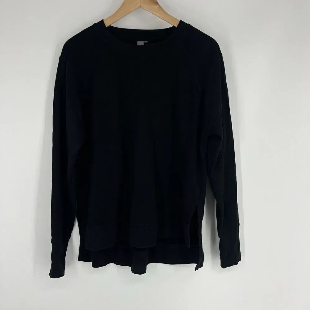 Sweaty Betty Sweatshirt Size Medium Womens Black After Class Oversized Split Hem